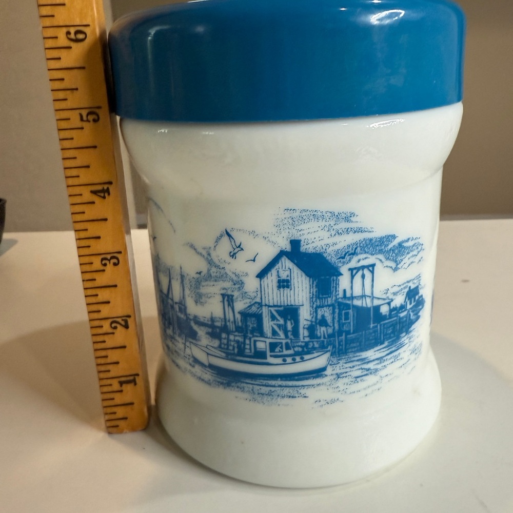 vintage milk glass tobacco jar or humidor made in the Netherlands
